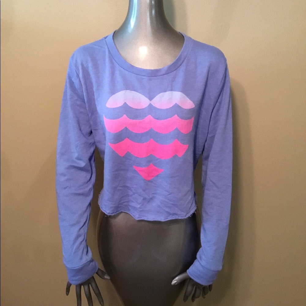 Express Love lavender blue cropped sweatshirt tops